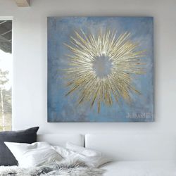 gold sun painting gray and gold abstract wall art large textured artwork original painting modern wall decor