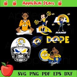 los angeles rams bundle svg, sport svg, los angeles rams football team svg, los angeles rams svg, black girl svg, los an