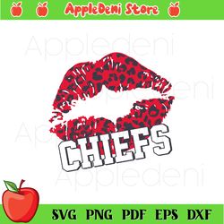 leopard pattern lips kansas city chiefs svg, sport svg, kansas city chiefs lips svg