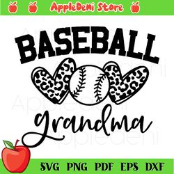 baseball grandma svg, sport svg, leopard heart svg