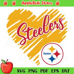 pittsburgh steelers glitter heart svg, sport svg, football team svg