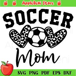 soccer love mom svg, leopard heart svg, leopard print svg, sport svg