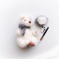 crochet teddy bear, miniature animal. exclusive artist bear