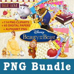 beauty and the beast png, beauty and the beast bundle png, cliparts, printable, cartoon characters