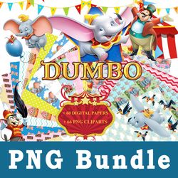 dumbo png, dumbo bundle png, cliparts, printable, cartoon characters