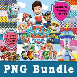 paw patrol png, paw patrol bundle png, cliparts, printable, cartoon characters