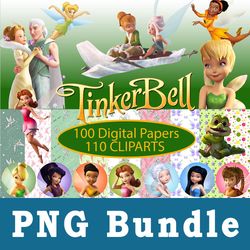 tinker bell png, tinker bell bundle png, cliparts, printable, cartoon characters