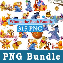 winnie the pooh png, winnie the pooh bundle png, cliparts, printable, cartoon characters