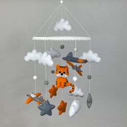 tiger baby mobile. the plane mobile. stars, clouds mobile. nursery mobiles crib.