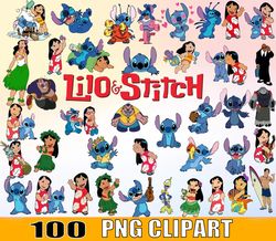 100 Lilo and Stitch Clipart, Lilo and Stitch Png, Disney Lilo and Stitch Bundle Png, Disney Png Digital Download