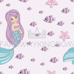 mermaid smile princess seamless pattern vector illustration