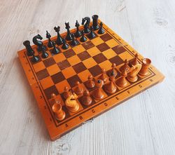 1950s old chess set USSR wooden vintage chess board 29x29cm - Shop Chess24  Board Games & Toys - Pinkoi