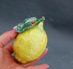 ceramic lemon decorative figurine fruit decor ladybug botanical ceramics art friend gift home decor