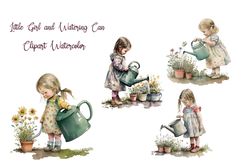 04 files of little girl and watering can clipart, hobby png, baby girl png