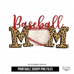 leopard print baseball mom sublimation png design