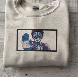 akaza embroidered crewneck, demon slayer embroidered sweatshirt, inspired embroidered manga anime hoodie