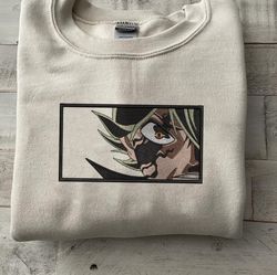 asta embroidered crewneck, black clover embroidered sweatshirt, inspired embroidered manga anime hoodie