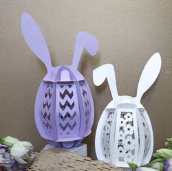 easter bunny eggs 3d - globe lightting - paper cutting template file| diy easter decor paper craft with kids