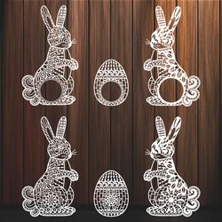 easter bunny svg ornate easter egg mandala zentangle rabbit svg cut files, png, eps, dxf