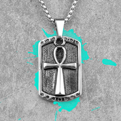 ankh necklace, stainless steel egyptian ankh pendant, ankh silver necklace, ancient egypt, egypt mythology, men ankh