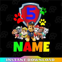 Paw Patrol Birthday png- Boy's Paw Patrol Birthday png- Paw Patrol Personalized Name and Age, Custom All Family Matching