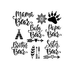 mama papa baby brother sister bear svg, family svg, family bundle svg, family bear bundle svg, mothers day, fathers day