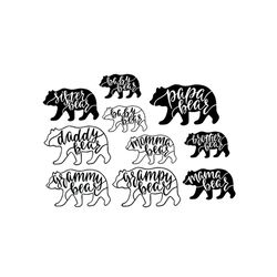 mama papa baby brother sister bear svg, family svg, family bundle svg, family bear bundle svg, mothers day, fathers day