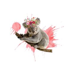 koala with flowers png, trending svg, animal png, koala png, cute koala png, funny koala png, beauty koala png, flower p