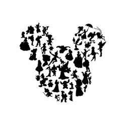 disney character mickey silhouette svg, disney svg, disney chracters svg, mickey mouse svg, minnie mouse svg, disney pri