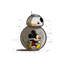 now bb8 and mickey mouse roll together svg, disney svg, disney character svg, cartoon character svg, movie character svg