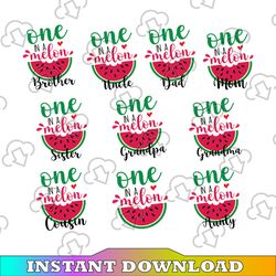 One In a Melon SVG, One In a Melon Family Svg Bundle, Watermelon Birthday SVG, Watermelon Svg, Summer Cut Files