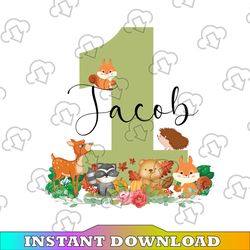 boys woodland animals birthday png, personalised boys 1st 2nd 3rd birthday png, personalized first birthday png