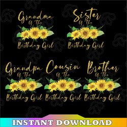 personalized birthday girl png, sunflower family png, sunflower birthday family matching shirts, sunflower kids png