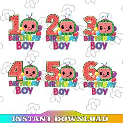 cocomelon birthday boy png, cocomelon age 1st 2nd 3rd 4th png, bundle cocomelon sublimation, cocomelon png