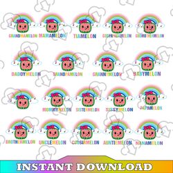 cocomelon birthday girl bundle svg, png, cocomelon svg, watermelon, cocomelon family birthday png, svg, cocomelon svg