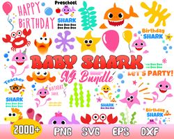 bundle baby shark svg, baby shark birthday svg, shark bundle svg, baby shark cricut file