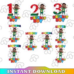 african american cocomelon birthday png/ cocomelon birthday png/ family matching shirts/ cocomelon birthday boy png