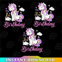 my 1st birthday png, first bday png, second bday png, 3rd birthday unicorn , unicorn birthday girl png