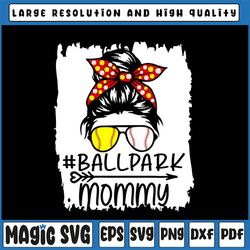 messy bun hair ballpark mommy png, softball baseball mothers day png, baseball mom png, printable