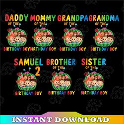 personalized cocomelon birthday png, cocomelon birthday boy/girl family, cocomelon birthday custom png, watermelon