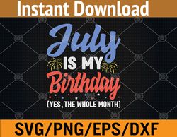 july is my birthday the whole month july birthday svg, eps, png, dxf, digital download