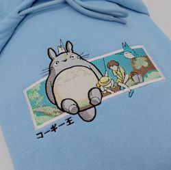 totoro embroidered crewneck, my neighbor totoro embroidered sweatshirt, inspired embroidered manga anime hoodie