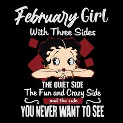 february girl with three sides, betty boop, betty boop svg, trending svg, betty, betty lover, sexy betty, funny, girl, b