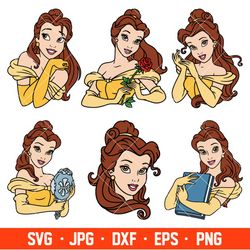 Belle SVG Bundle, Beauty and the Beast Svg, Princess Svg, Disney Svg, Cricut, Silhouette Vector Cut File