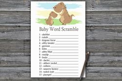 dinosaur baby word scramble game card,dinosaur themed baby shower games,fun baby shower activity,instant download-369