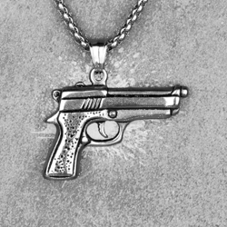 berreta gun necklace stainless steel pistol necklace pistol shape pendant necklace silver gun charm necklace
