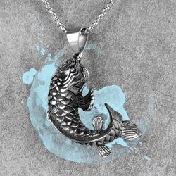 koi fish pendant necklace. japanese chinese carp necklace. animal necklace. nature necklace. fish jewell