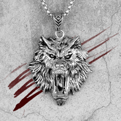 wolf medallion necklace. wolf head pendant. celtic viking fenrir necklace. white wolf head charm necklace north wolf