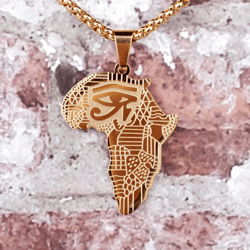 africa map necklace, eye of horus egyptian necklace, african country pendant necklace, africa gift jewelry, ancient