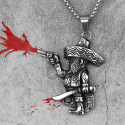 pirate necklace stainless steel pendant cowboy revolver charm necklace gift for him musketeer jewellery mexican gift